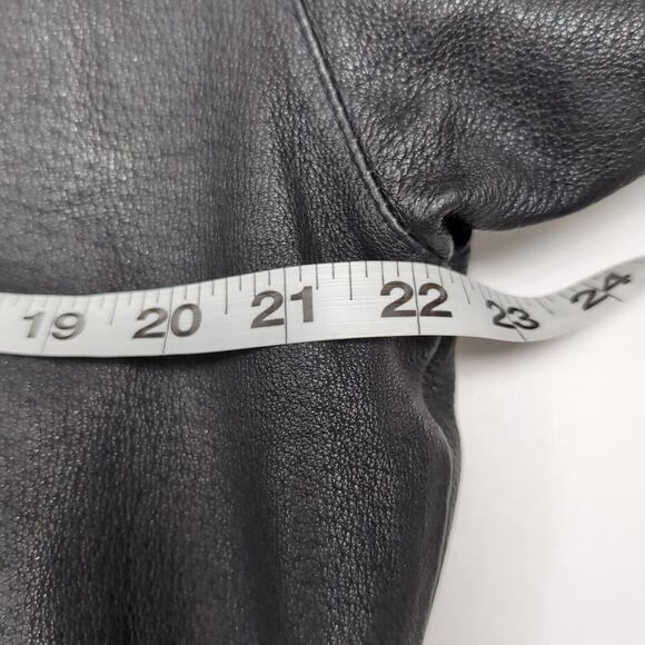 VTG Wilsons Leather Bomber Jacket Men's M Black USA Flag International Flags - Picture 12 of 16